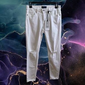 Just USA Mid Rise Skinny Knee Slits White Jeans Size 27